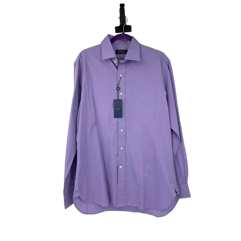 Polo Ralph Lauren Mens Button Up Shirt Size 16 /40-41 Purple Preppy Classic